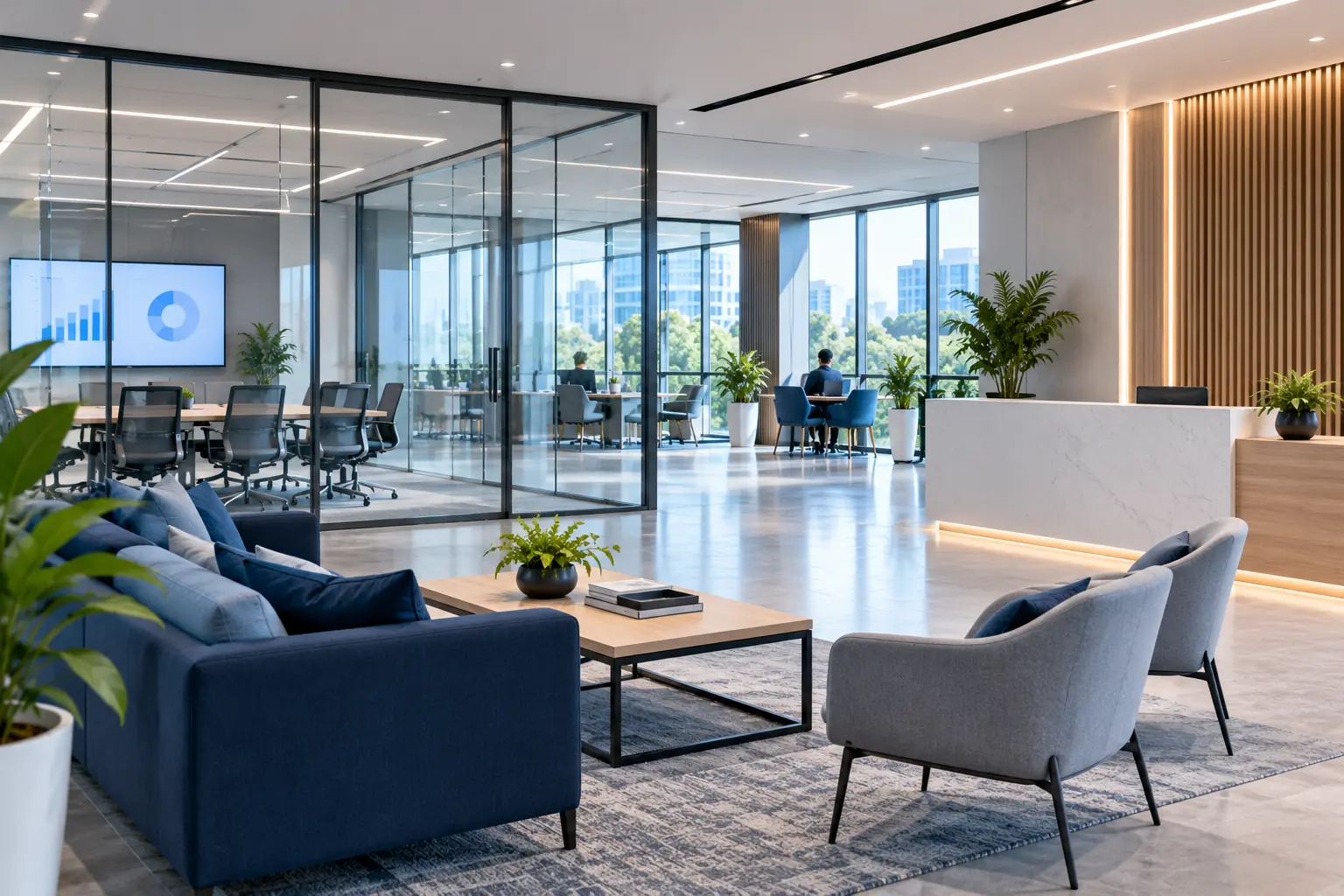 A modern reception and meeting area